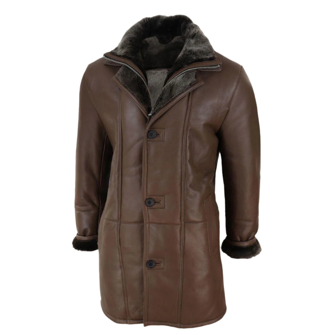 Men's 3/4 Length Sheepskin Duffle Coat – Warm & Stylish - AMSEL LEATHERS