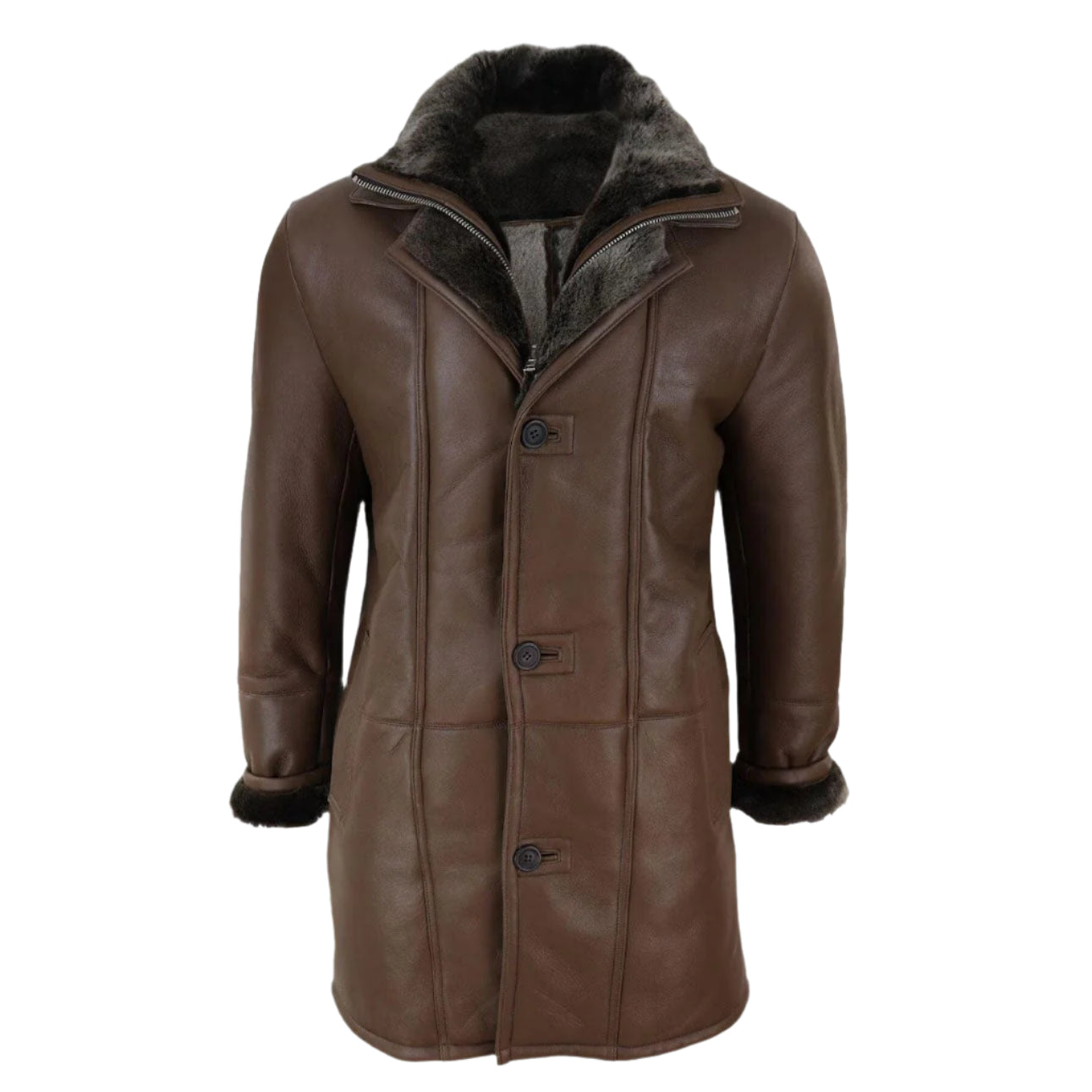 Men's 3/4 Length Sheepskin Duffle Coat – Warm & Stylish - AMSEL LEATHERS