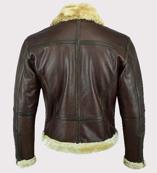 Men's Aviator Bomber Leather Jacket with Fur Collar - AMSEL LEATHERS