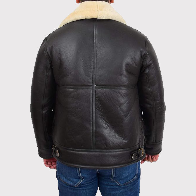 Men's B3 Bomber Aviator Pilots Sheepskin Flying Jacket - Shearling Coat - AMSEL LEATHERS