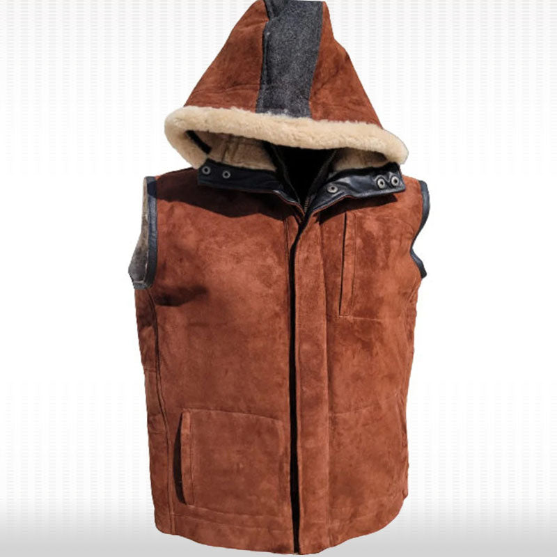 Men's B3 Bomber Shearling Fur Sheepskin Vintage Suede Leather Vest - AMSEL LEATHERS