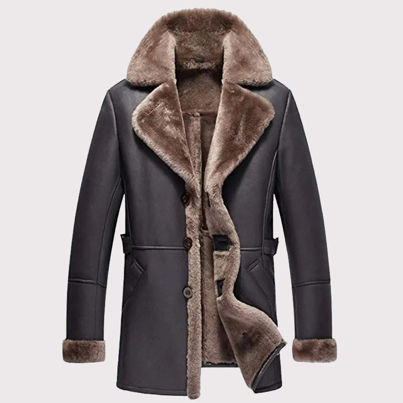 Men's B3 Shearling Aviator Jacket - Stylish Sheepskin Fur Coat - AMSEL LEATHERS