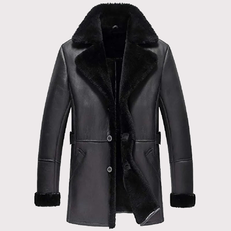 Men's B3 Shearling Aviator Jacket - Stylish Sheepskin Fur Coat - AMSEL LEATHERS