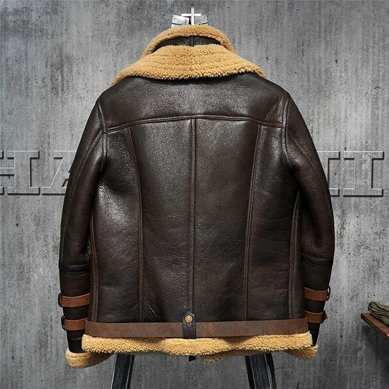 Men's B3 Shearling Flight Jacket - Short Leather Jacket with Fur Coat - AMSEL LEATHERS