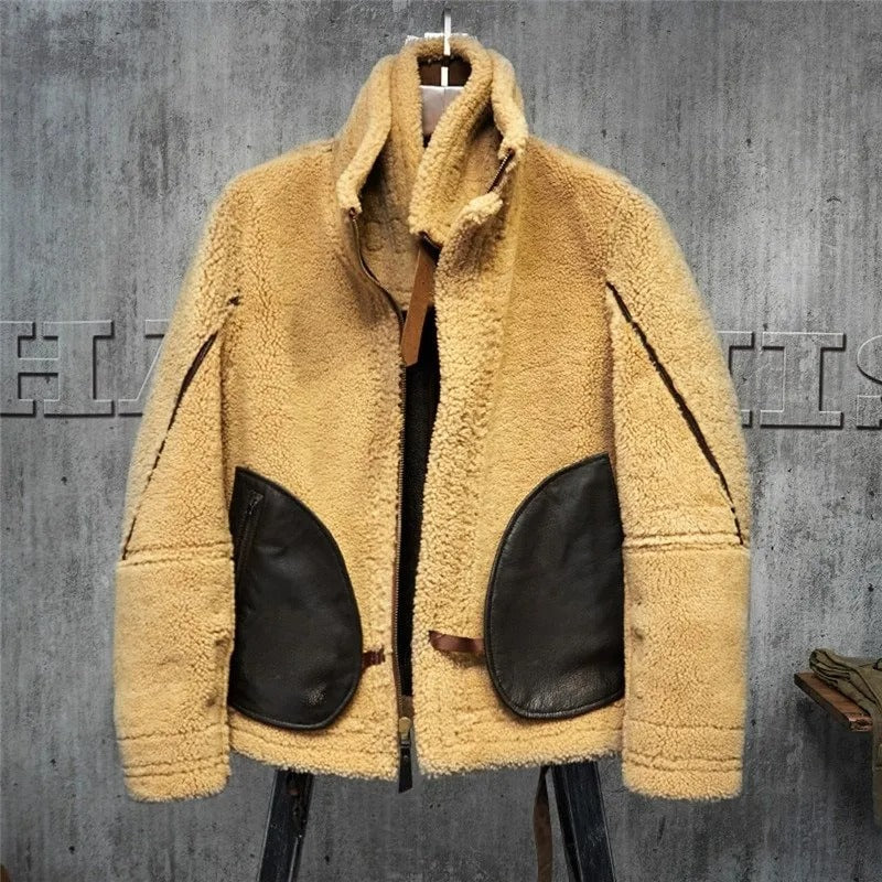 Men's B3 Shearling Flight Jacket - Short Leather Jacket with Fur Coat - AMSEL LEATHERS