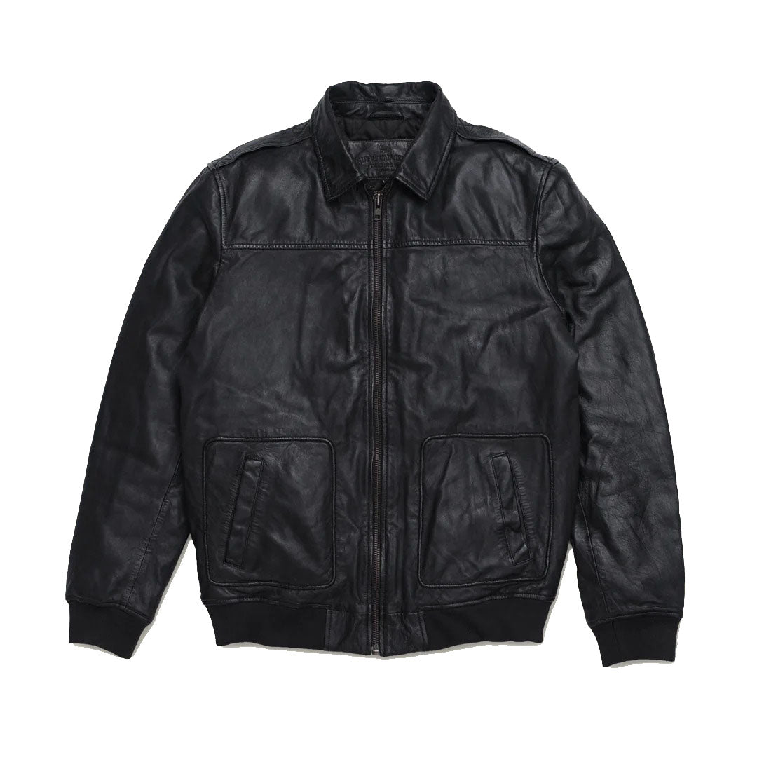 Men's Black Aviator Sheepskin Leather Bomber Jacket - AMSEL LEATHERS