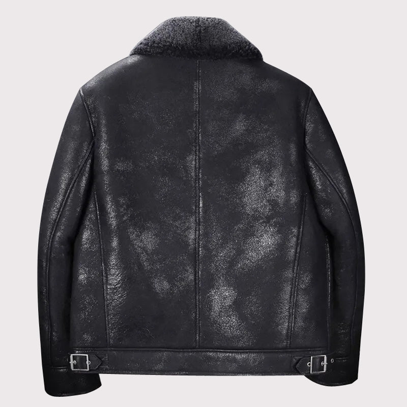 Men's Black B3 Shearling Short Winter Jacket - AMSEL LEATHERS