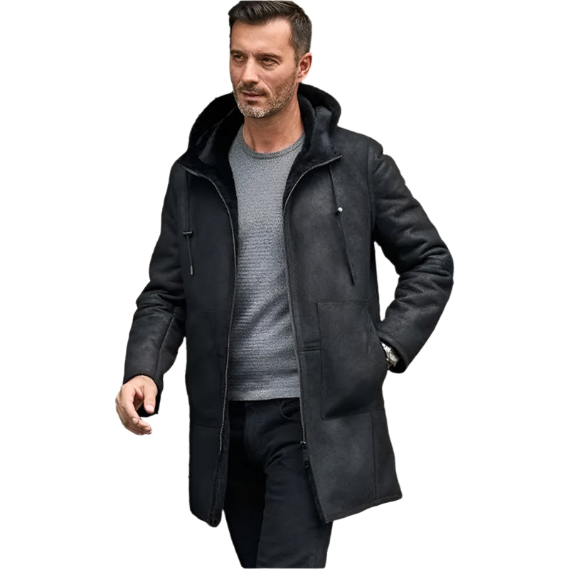 Men's Black B7 Bomber Shearling Leather Coat - AMSEL LEATHERS