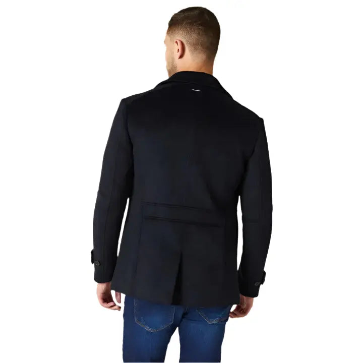 Men's Black Fleece Navy Peacoat - AMSEL LEATHERS