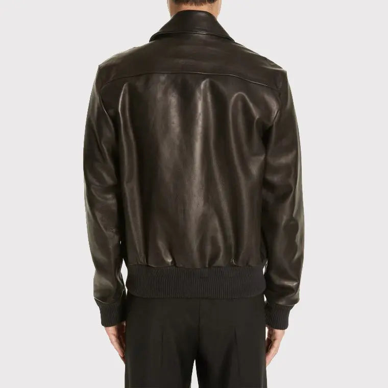 Men's Black Lambskin Leather Jacket Amsel Leathers