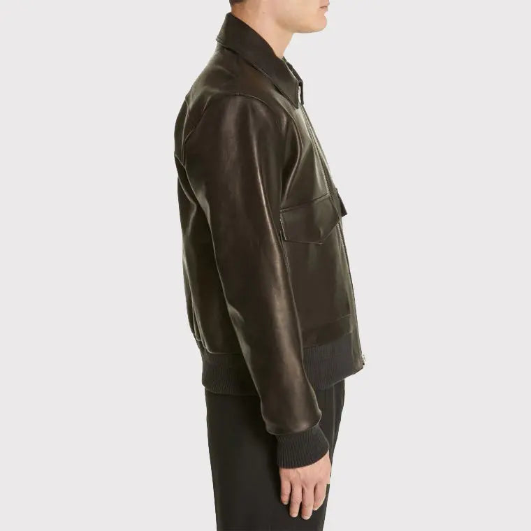 Men's Black Lambskin Leather Jacket Amsel Leathers