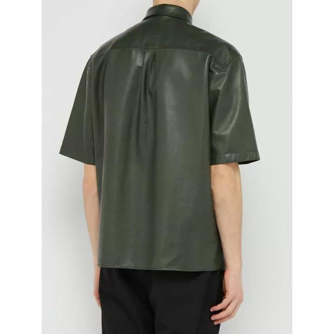 Men's Black Lambskin Leather Shirt - Elegant Fashion - AMSEL LEATHERS