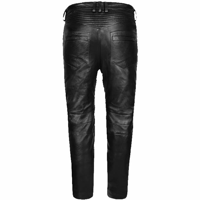 Men's Black Leather Biker Jeans - AMSEL LEATHERS