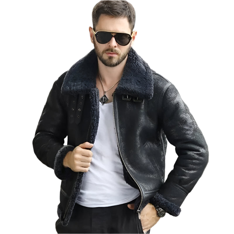 Premium Men's Shearling B3 Bomber Jacket - AMSEL LEATHERS