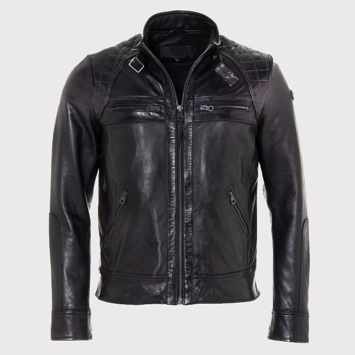 Classic Black Leather Jacket for Men - AMSEL LEATHERS