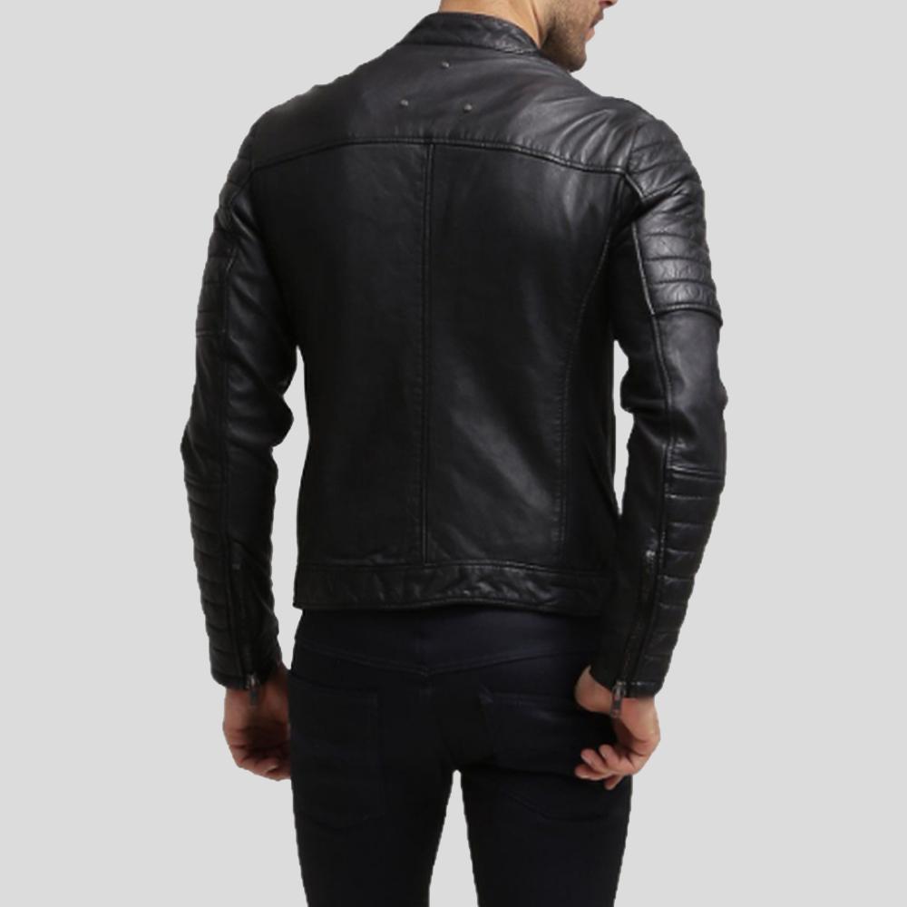 • band collar racer jacket detail close up
