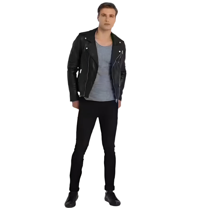 Men's Black Perfecto Biker Jacket - AMSEL LEATHERS