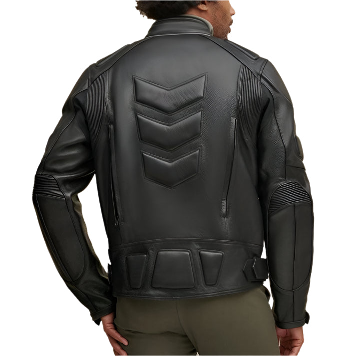 Black Leather Biker Jacket for Men – Performance Rider Style - AMSEL LEATHERS