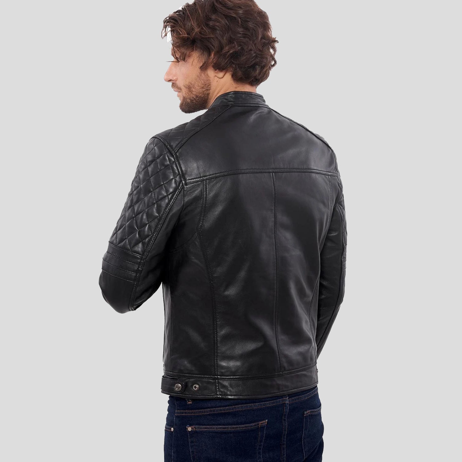 Men's Black Premium Buffalo Leather Motorcycle Jacket - Biker Bravado - AMSEL LEATHERS