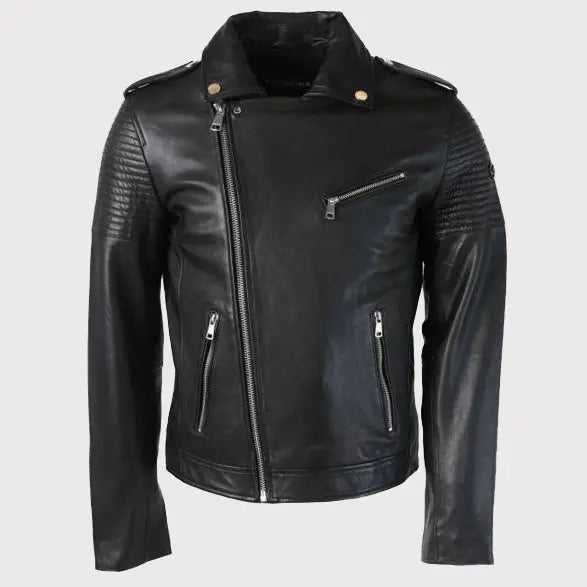 Men's Black Quilted Leather Perfecto Jacket Amsel Leathers