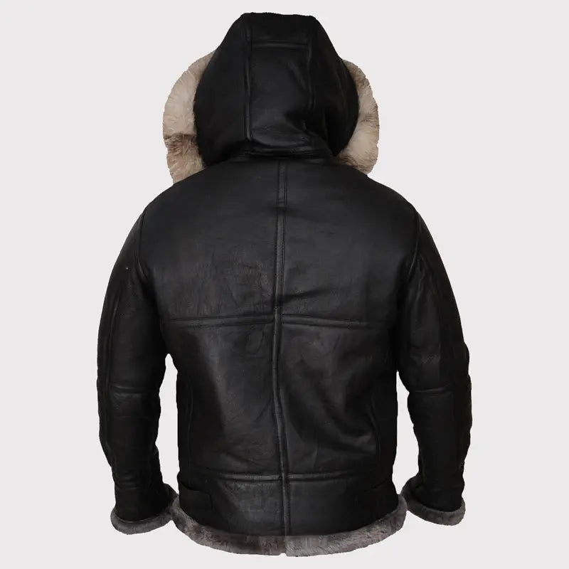 Men's Black Shearling Jacket Amsel Leathers