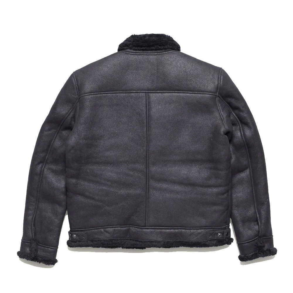 Men's Black Shearling Sheepskin Leather Bomber Jacket - AMSEL LEATHERS