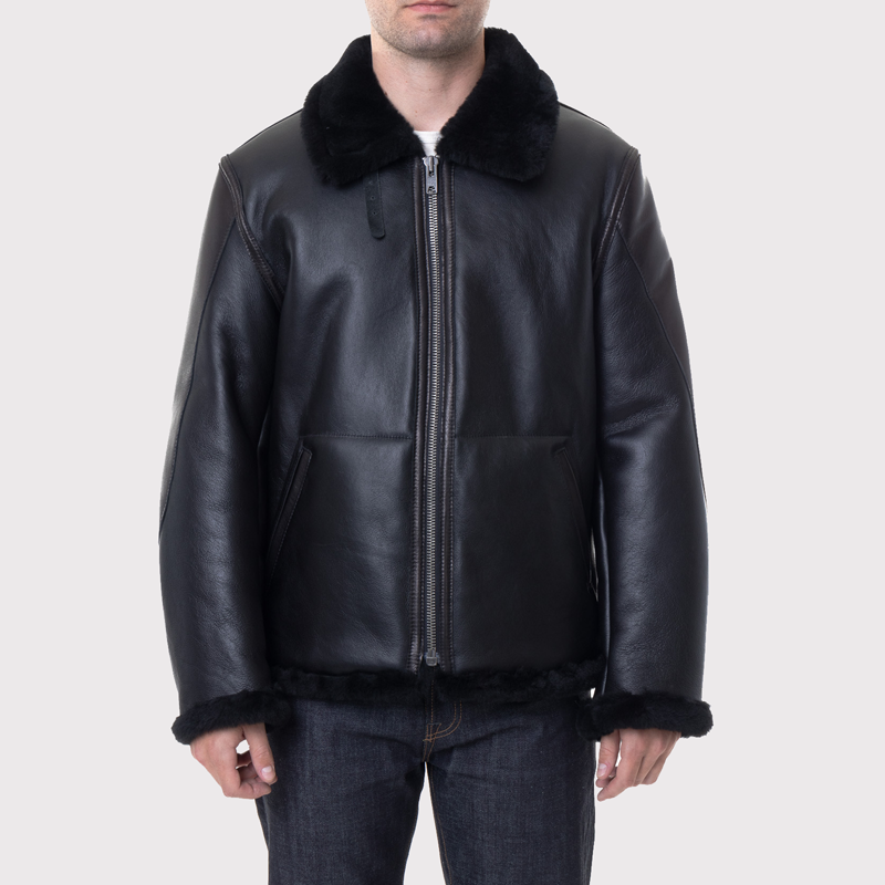 Stylish Men's Black Sheepskin B3 Jacket - AMSEL LEATHERS