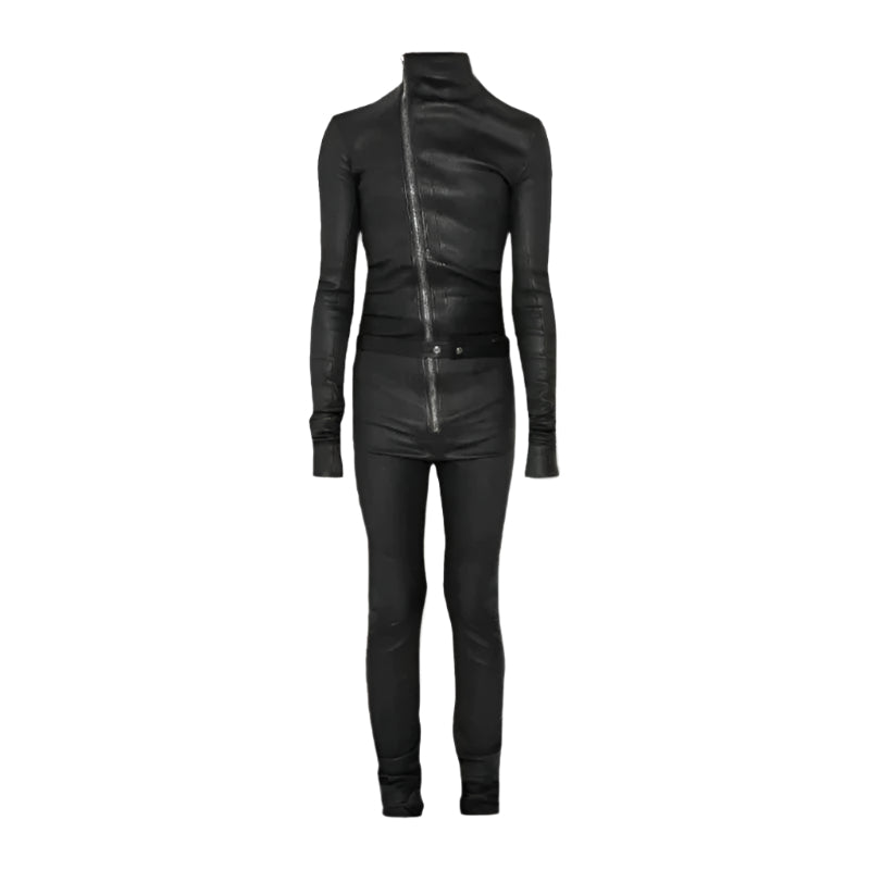 Men's Black Slim Fit Leather Jumpsuit – Sleek & Stylish - AMSEL LEATHERS