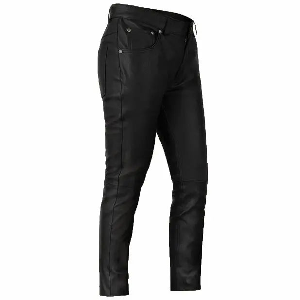 Men's Black Stretch Leather Biker Jeans Amsel Leathers