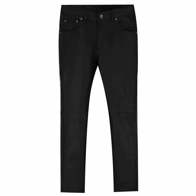 Men's Black Stretch Leather Biker Jeans Amsel Leathers