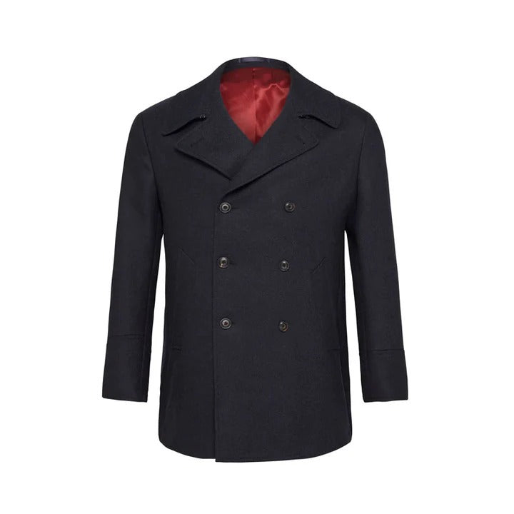 Men's Classic Black Wool Navy Peacoat - AMSEL LEATHERS