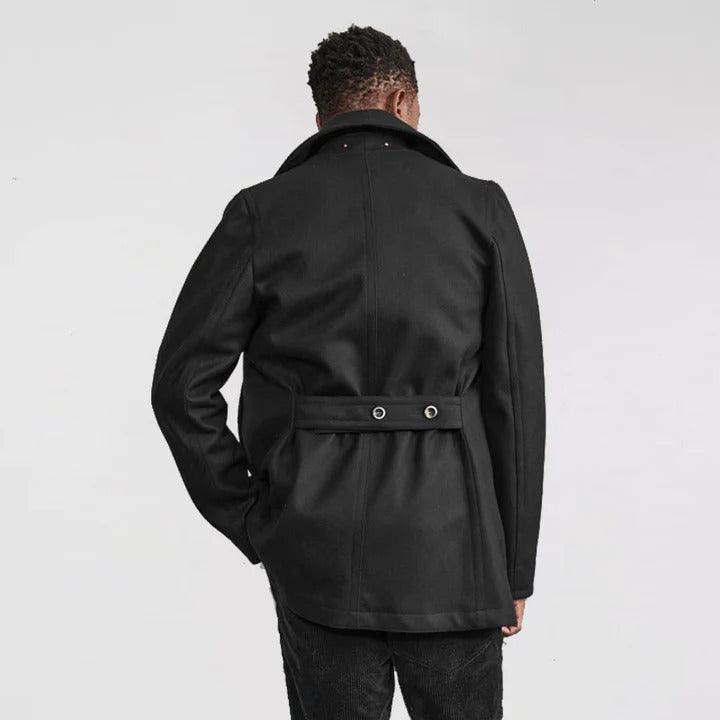 Men's Premium Black Wool Peacoat - AMSEL LEATHERS