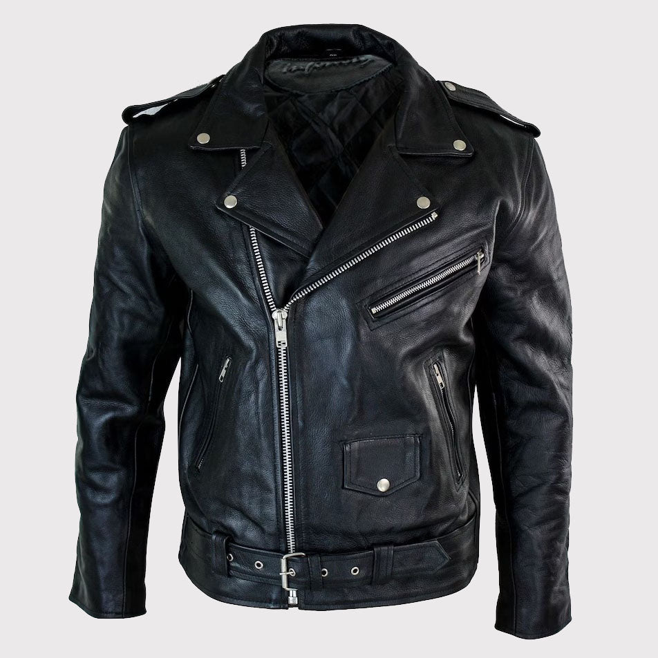 Men's Brando Style Retro Biker Jacket - AMSEL LEATHERS