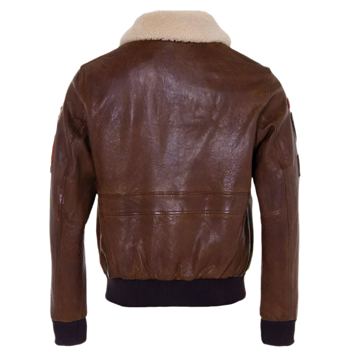 Classic Men's Brown Flight Aviator Pilot Sheepskin Jacket - AMSEL LEATHERS