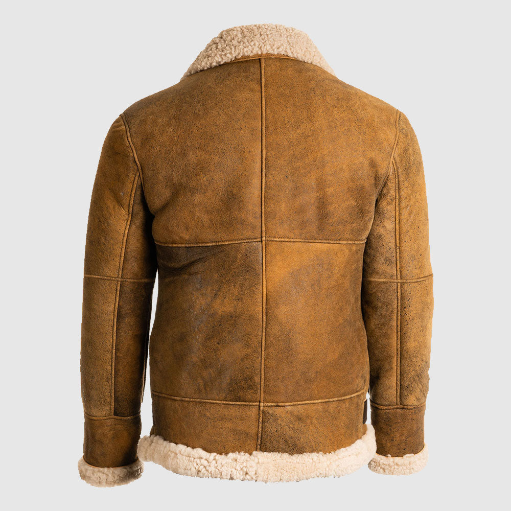 Men's Brown B3 Shearling Leather Jacket - AMSEL LEATHERS