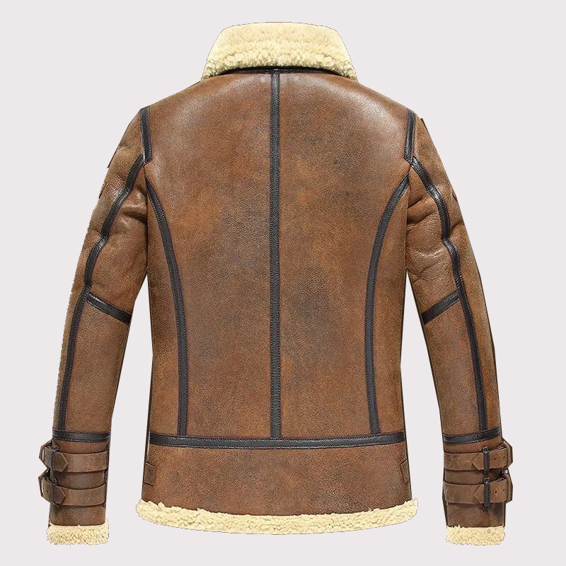 Men's Brown Double-Face Sheepskin Air Force Flight Coat - AMSEL LEATHERS