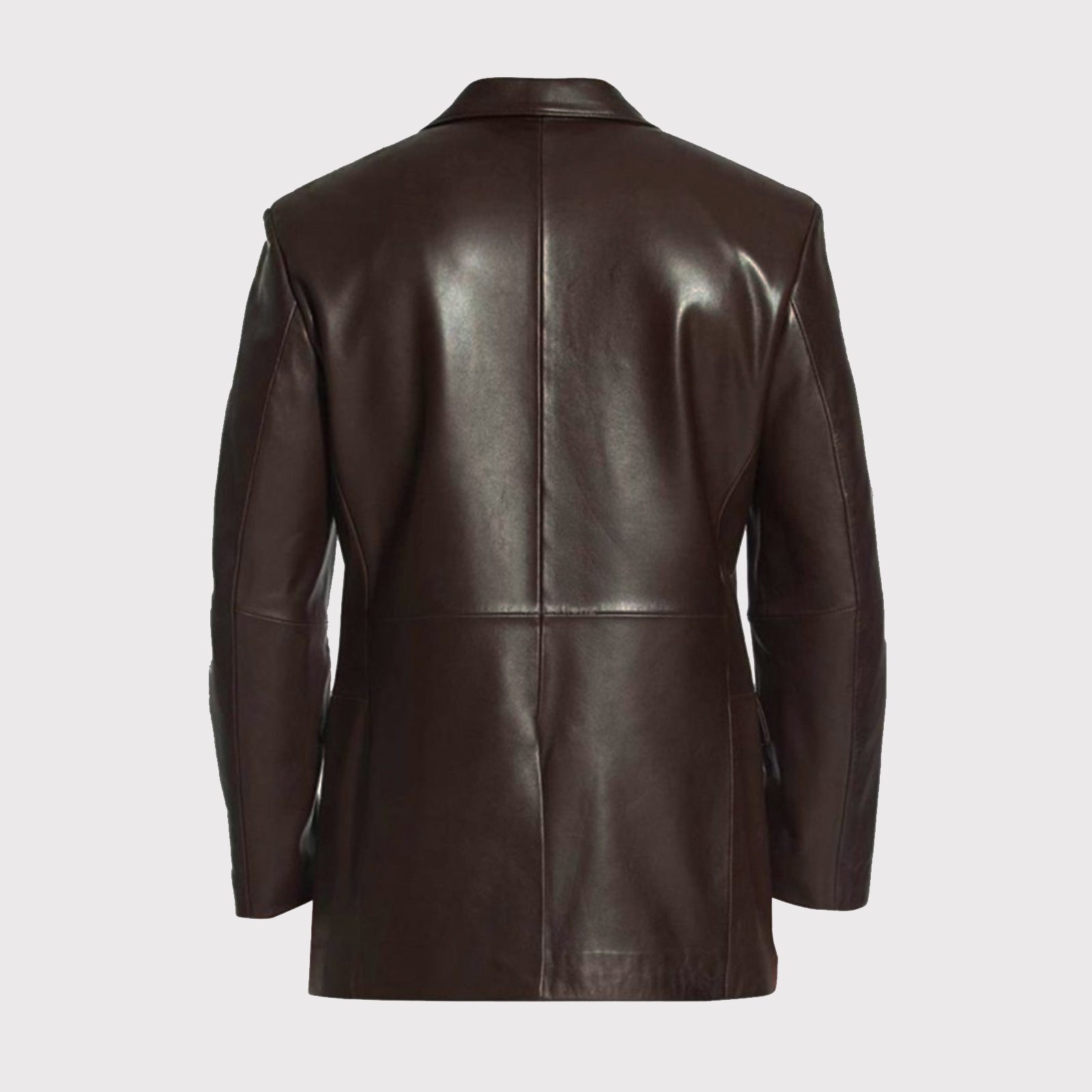 Men's Single Breasted Brown Leather Blazer Coat - AMSEL LEATHERS