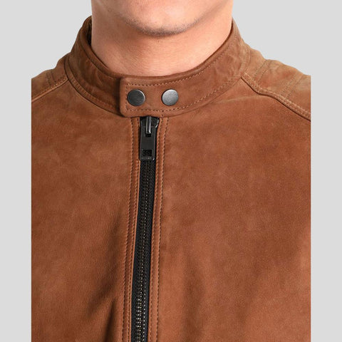 men's brown quilted lambskin suede jacket dorian back view