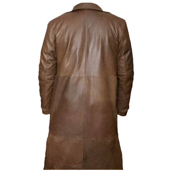 Men's Brown Real Lambskin Leather Trench Coat - AMSEL LEATHERS