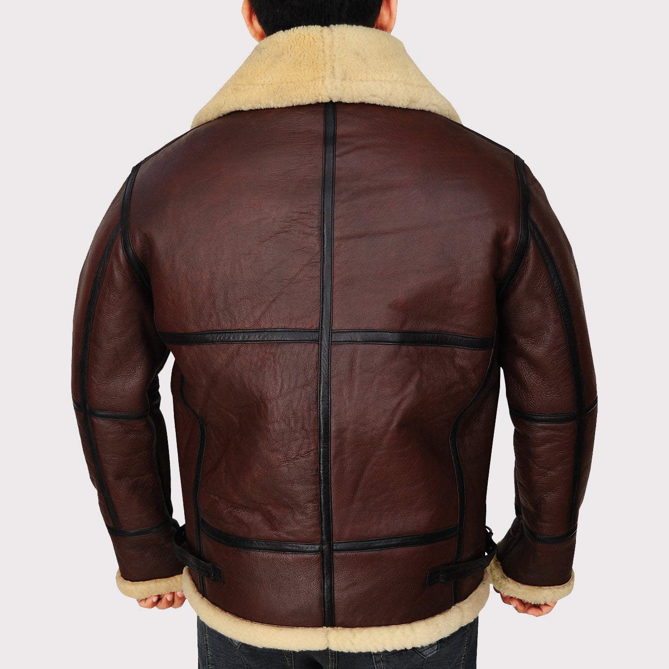 Men's Brown Shearling B3 Bomber Jacket - AMSEL LEATHERS