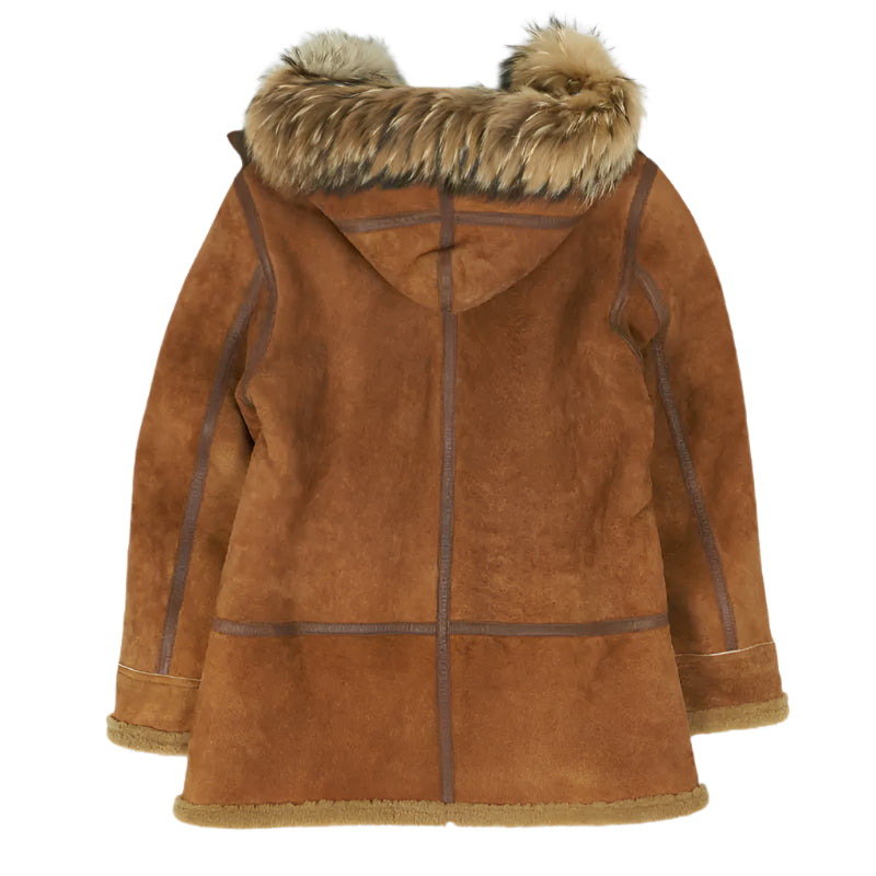 Men's Brown Shearling Parka Jacket Amsel Leathers