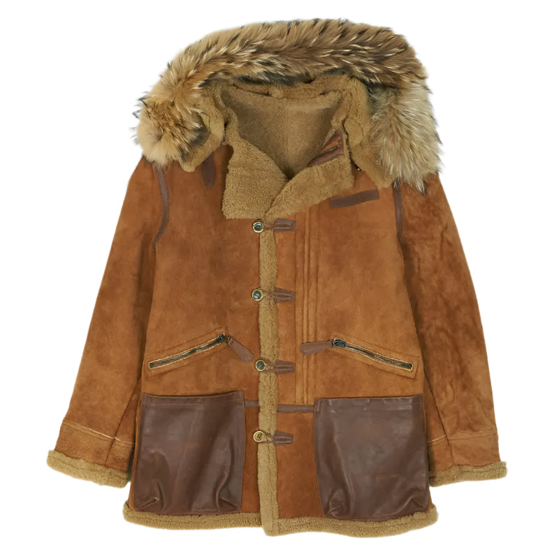 Men's Brown Shearling Parka Jacket Amsel Leathers