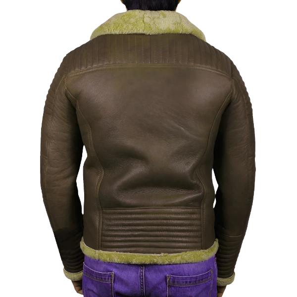 Men's Brown Sheepskin Flying Jacket - AMSEL LEATHERS