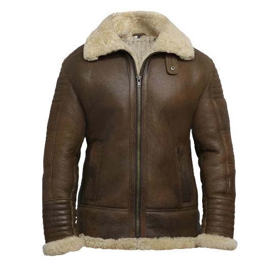 Men's Brown Sheepskin Flying Jacket - AMSEL LEATHERS