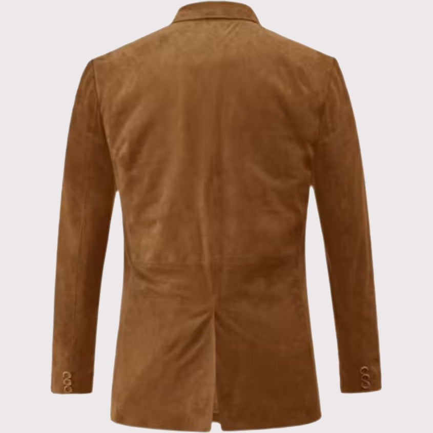 Men's Camel Brown Suede Leather Blazer Coat - AMSEL LEATHERS