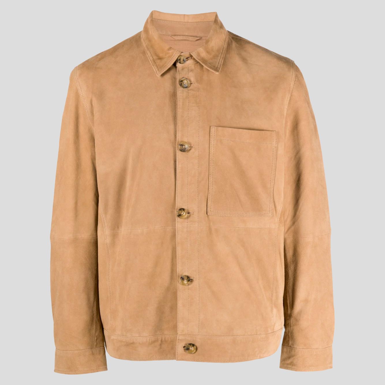 Men's Caramel Brown Suede Leather Shirt - AMSEL LEATHERS