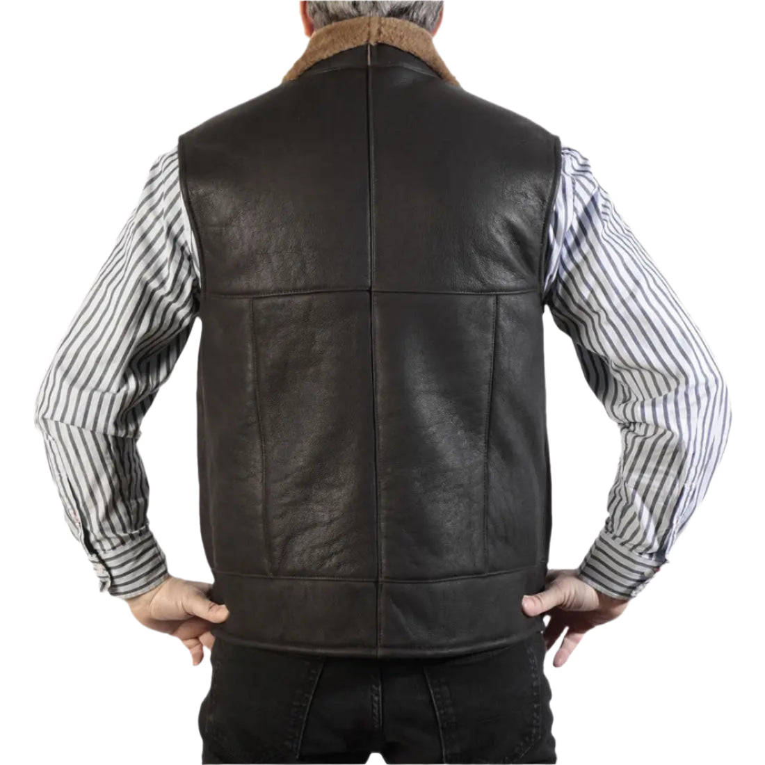 Men's Caramel Nappa Lamb Leather Sheepskin Gilet Amsel Leathers