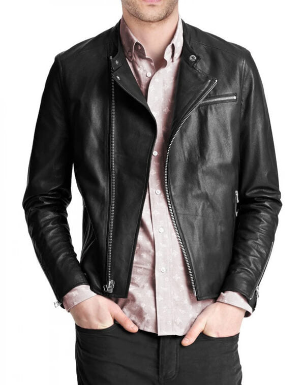 Men’s Classic Casual Black Leather Jacket - AMSEL LEATHERS