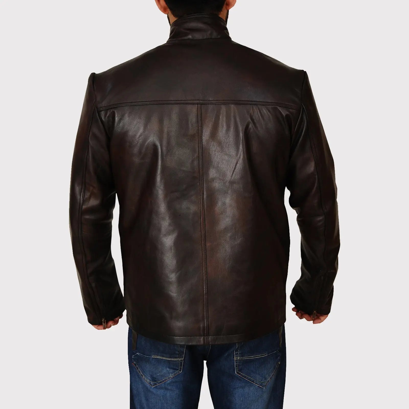 Men's Classic Dark Brown Leather Jacket Amsel Leathers