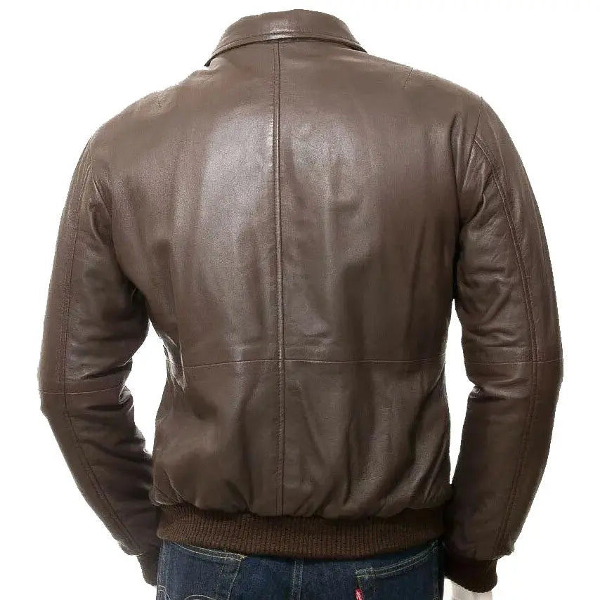 Men's Classic Soft Lambskin Leather Bomber Jacket Amsel Leathers